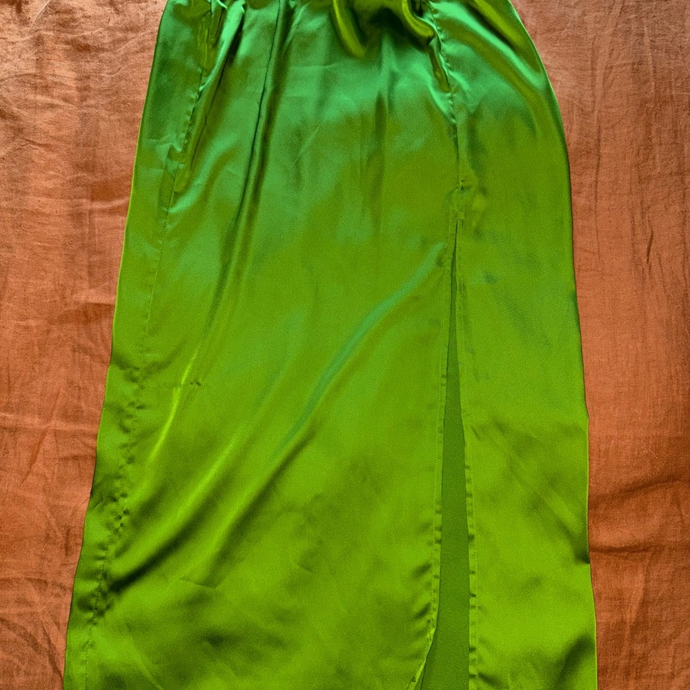 A New Day Bright Green Satin Skirt
